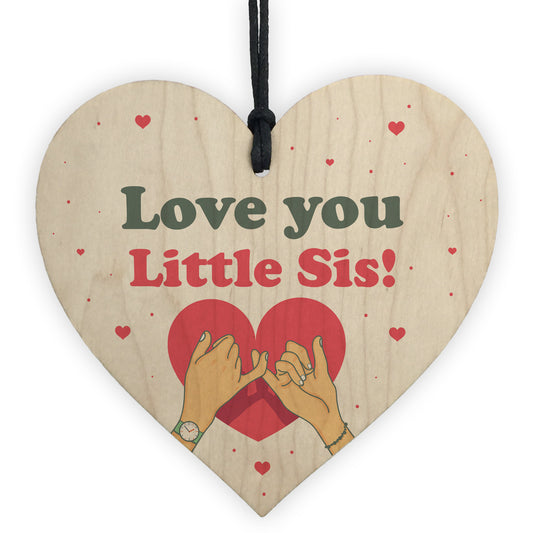 Little Sister Gift Wood Heart Birthday Christmas Gift For Sister