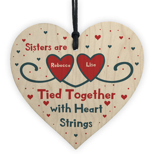 Gift For Sister Birthday Christmas Wood Heart PERSONALISED