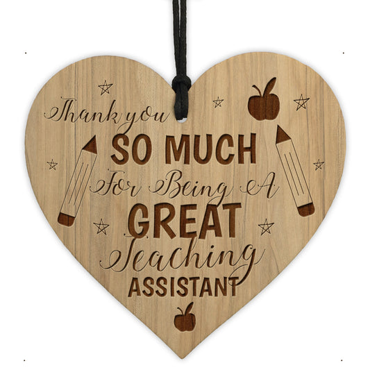 Thank You GREAT Teaching Assistant GIFT Engraved Heart TA Gifts