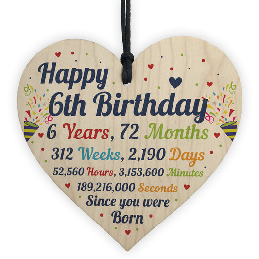 6th Birthday Gift For Boys Heart 6th Birthday Gift For Girls