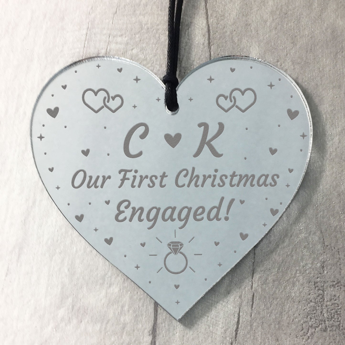 Handmade First Christmas Engaged Gift Heart Christmas Tree Decor