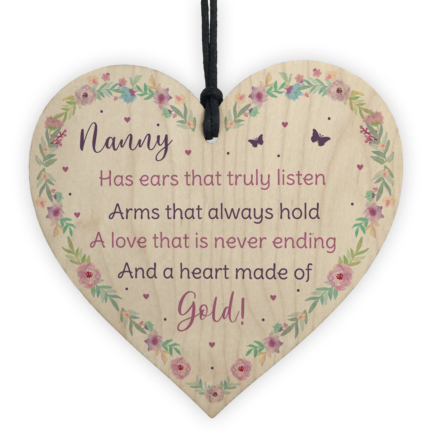 Nanny Gift For Birthday Christmas From Grandchildren Wood Heart