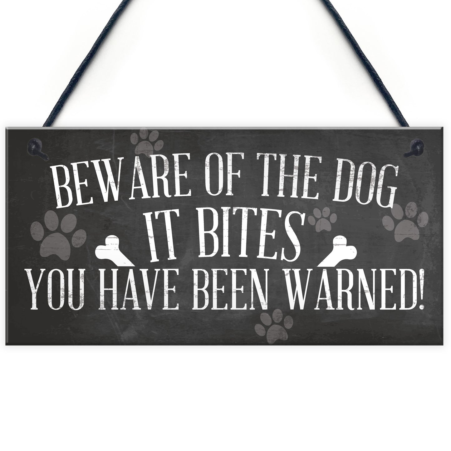 Funny Beware Of The Dog It Bites Dog Hanging Plaque Home Sign
