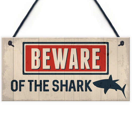 Funny Beware Of The Shark Hot Tub Sign Novelty Lazy Spa Signs
