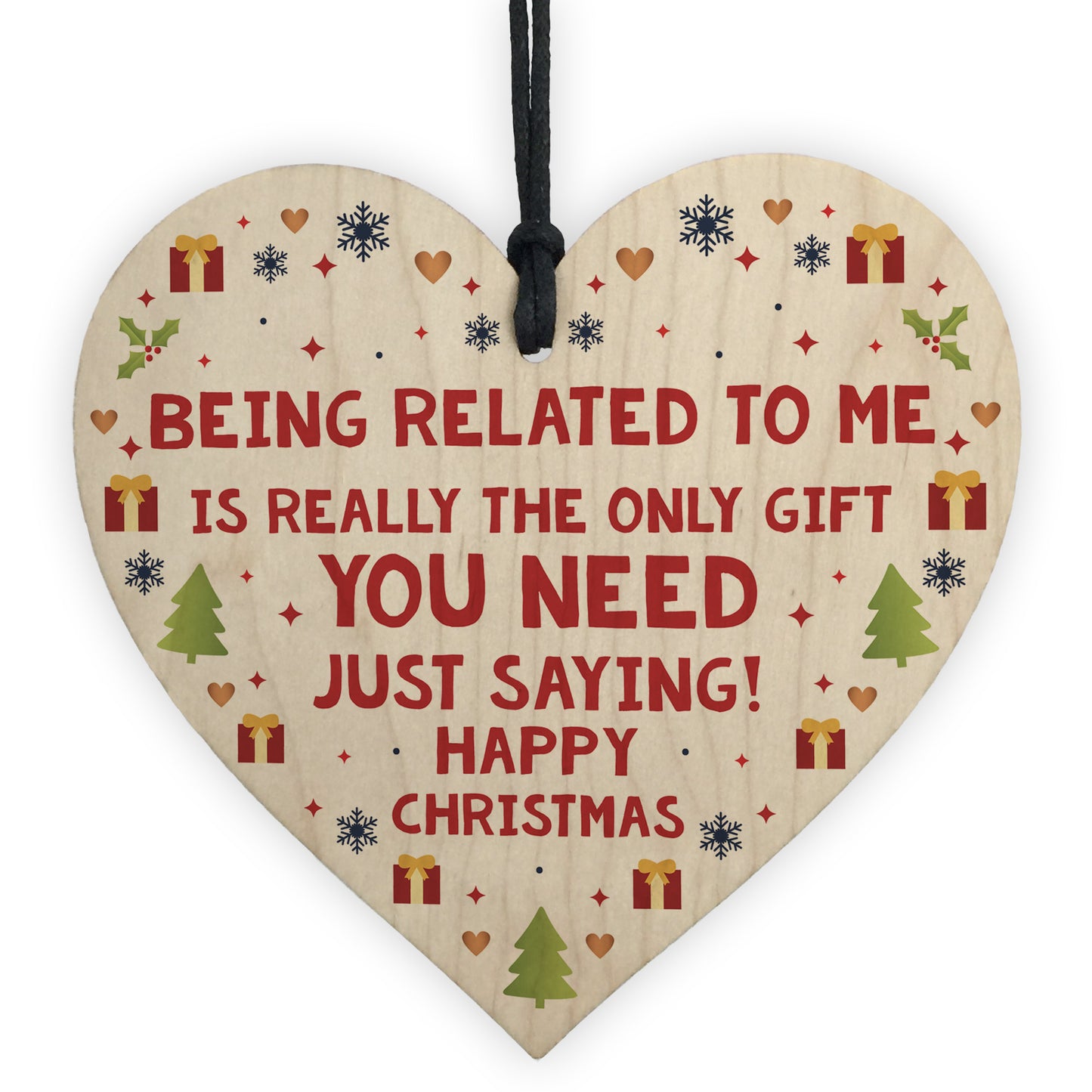 Christmas Gift For Mum Dad Brother Sister Wood Heart Xmas Gift