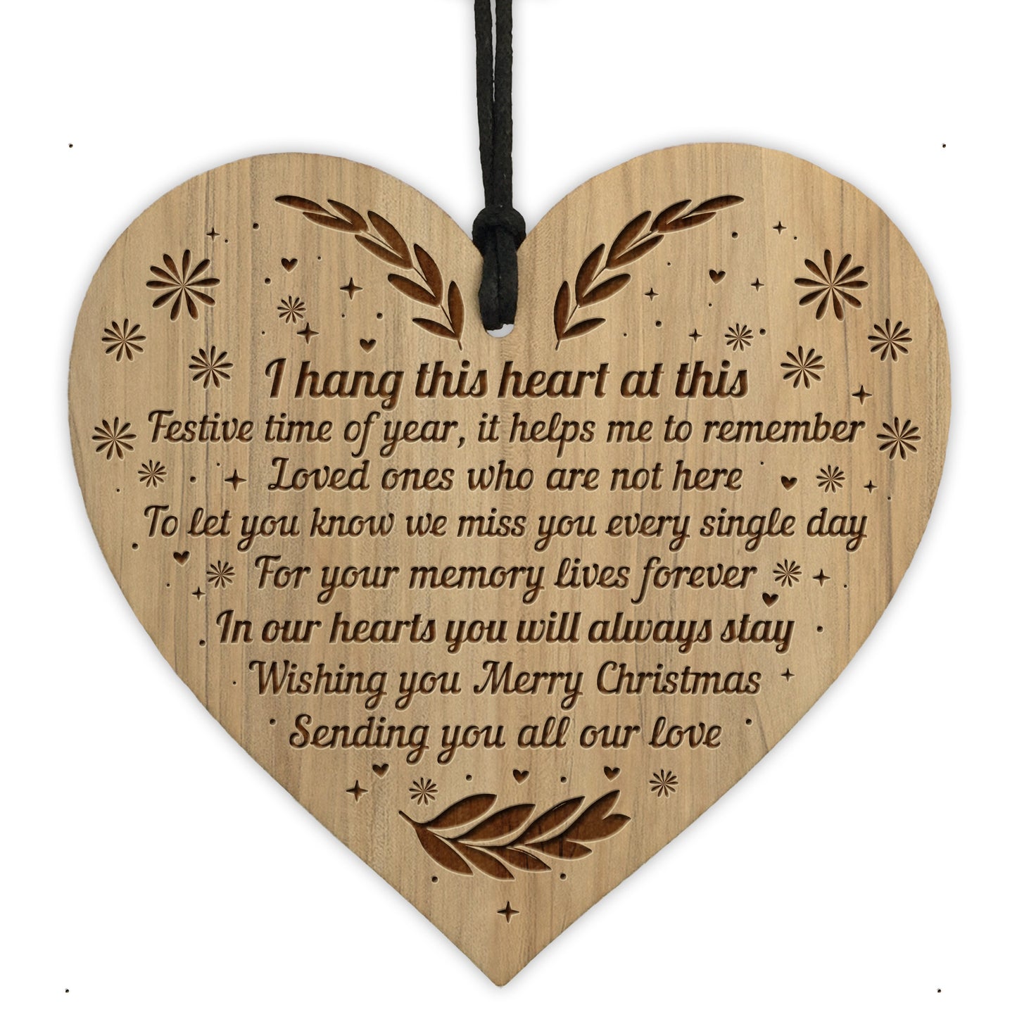 Beautiful Hanging Memorial Christmas Decoration Engraved Heart