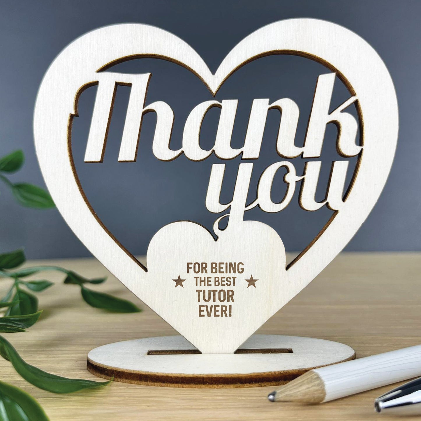 Tutor Thank You Gift Engraved Heart Plaque College School Tutor
