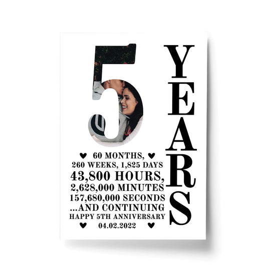 5th Anniversary Gift Print Personalised Photo Husband Wife