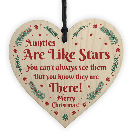 Auntie Merry Christmas Gifts Wood Heart Hanging Tree Xmas
