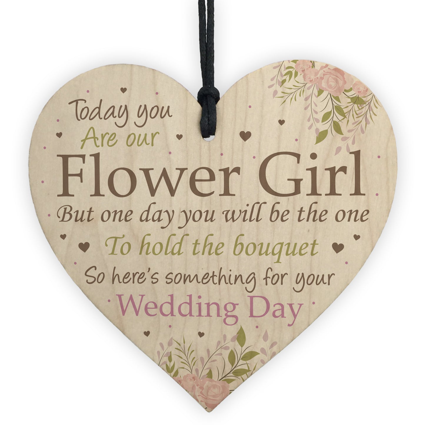 Flower Girl Wedding Gift Thank You Wooden Heart Bouquet Decor