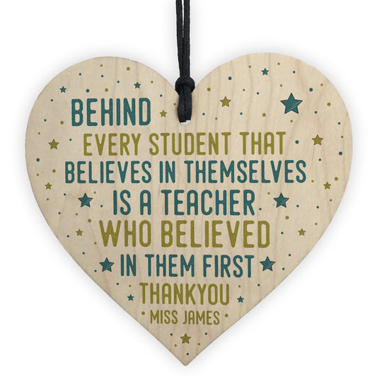 Personalised Gift For Teacher And Assistant Wood Heart Thank You