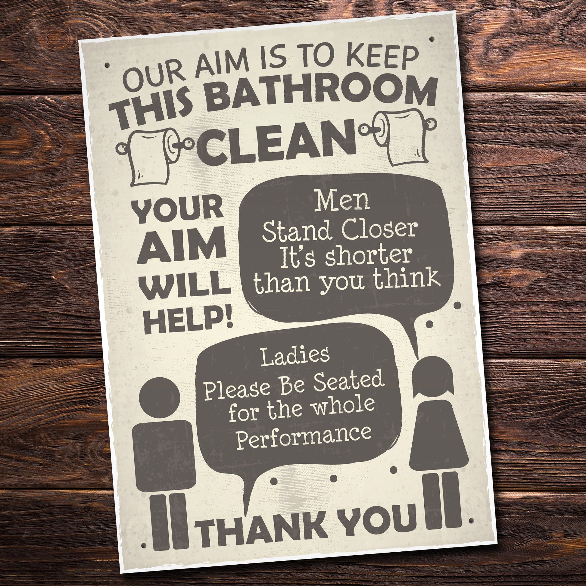 Funny Bathroom Signs Toilet Door Wall Plaques Men Ladies Shabby – Red Ocean  Gifts, image size:1946x1946