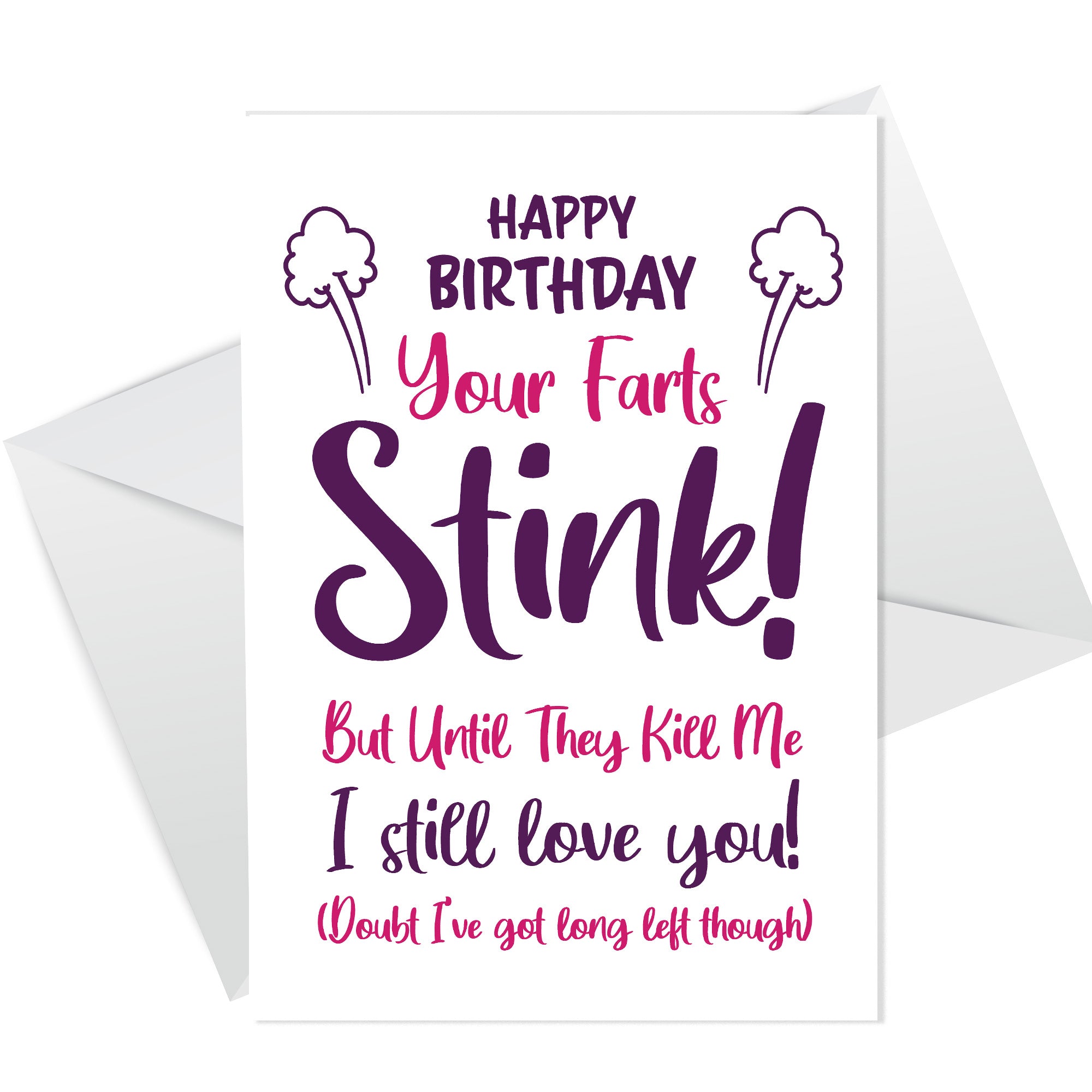 GYYsweetus Happy Birthday Karte Für Ehemann – ‚Your Farts Stink But I Still Love You‘, Lustiges Geschenk
