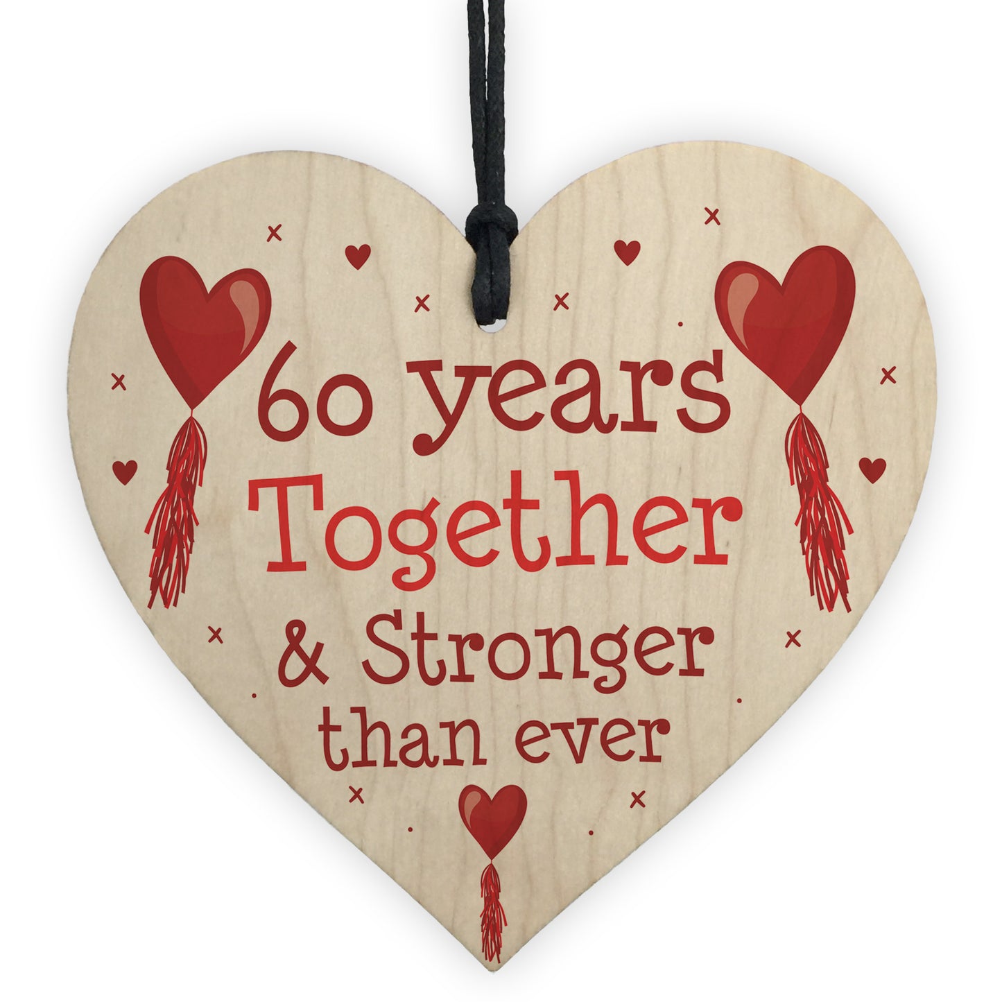 60th Anniversary Gift Wood Heart Perfect Gift For Husband Wife