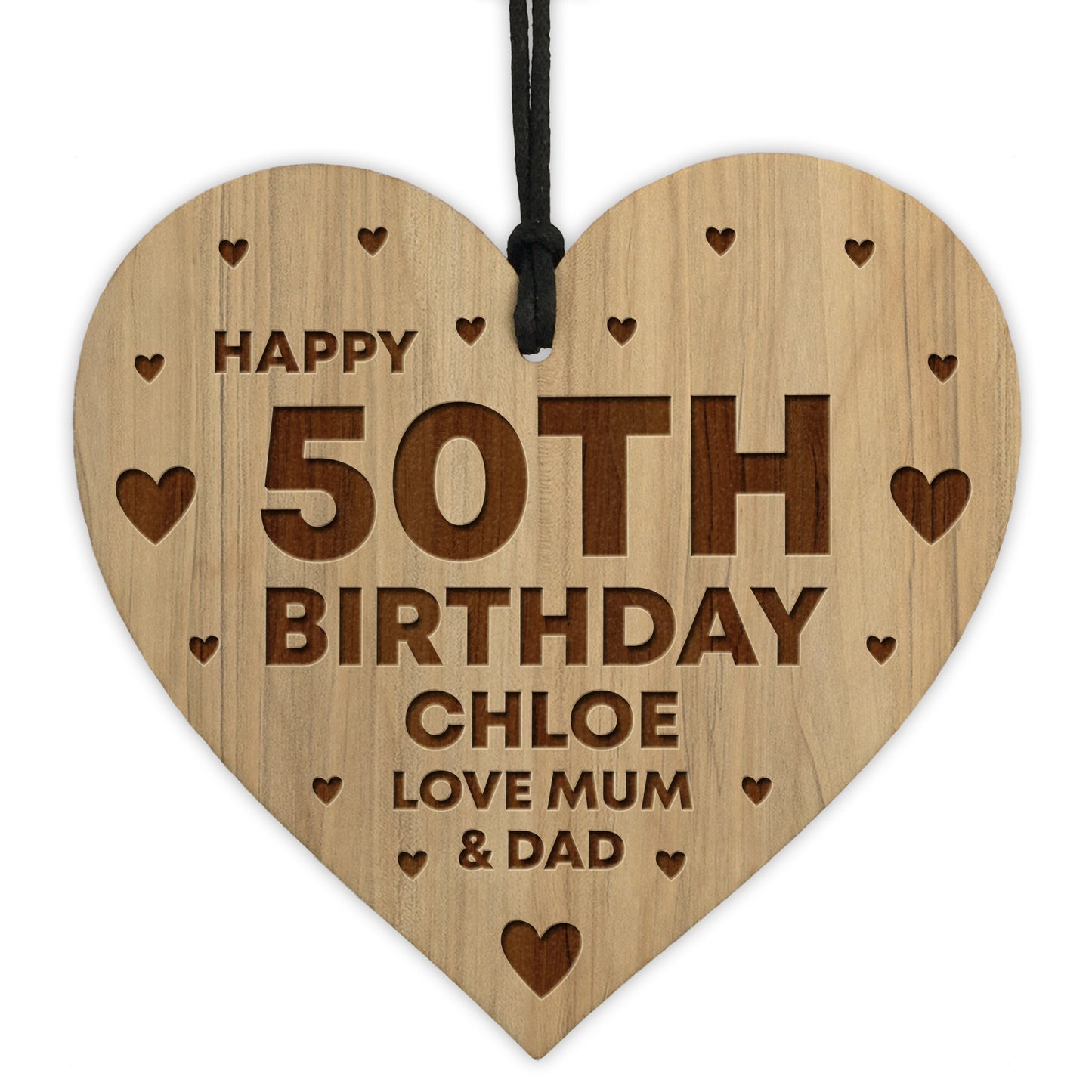 Novelty 50th Birthday Gift For Women Her Engraved Heart