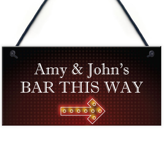 Personalised Bar This Way Sign Home Bar Sign Pub Alcohol Gift