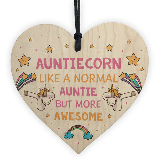 Auntiecorn Auntie Birthday Xmas Wood Heart Novelty Auntie Gift