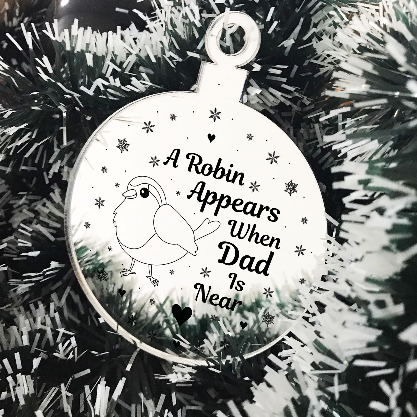 Robin Red Breast Memorial Acrylic Tree Decoration Dad Memorial