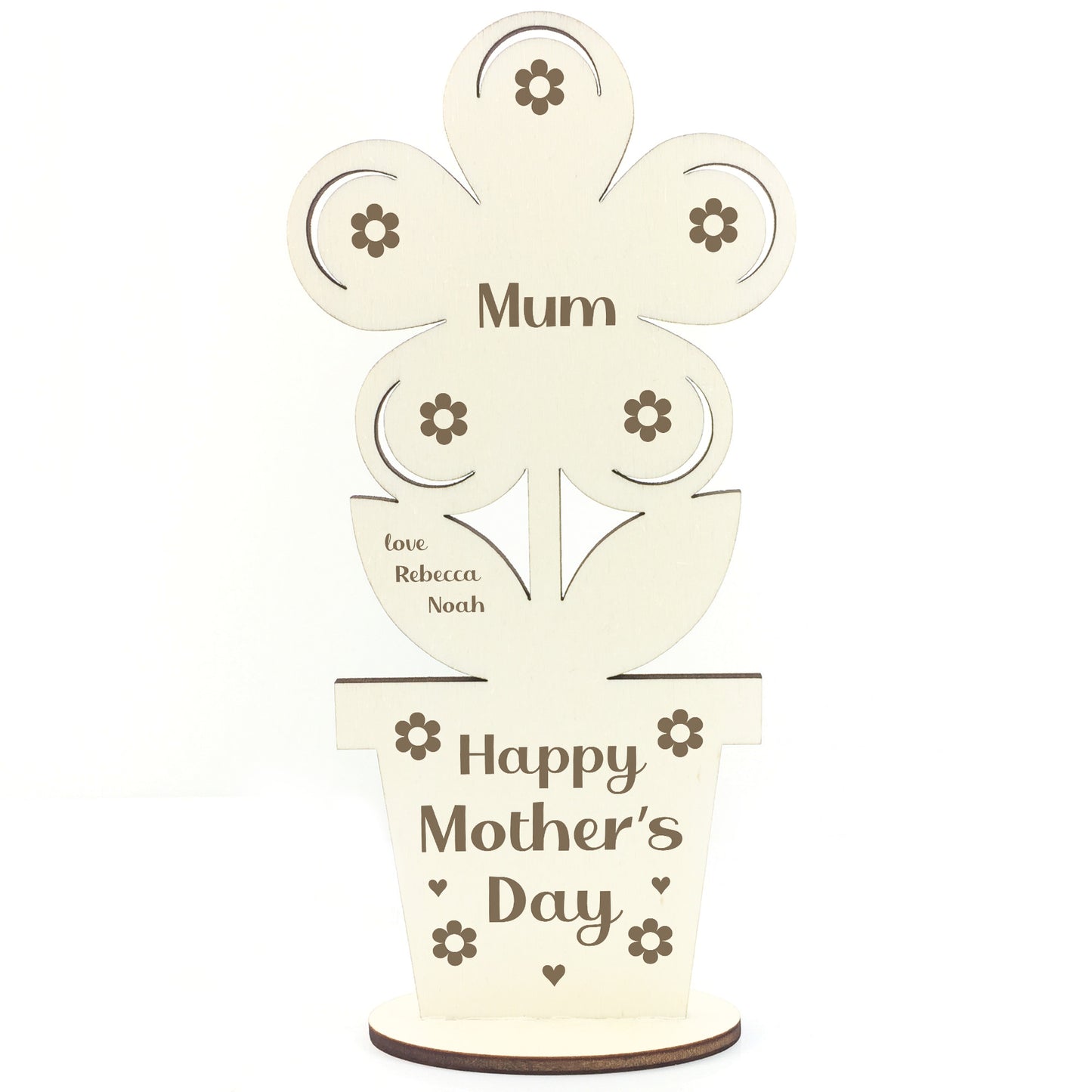 Happy Mothers Day Gift For Mum Wood Flower Personalised Novelty