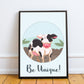 Animal Framed Nursery Prints Cow Wall Art Picture Baby Room