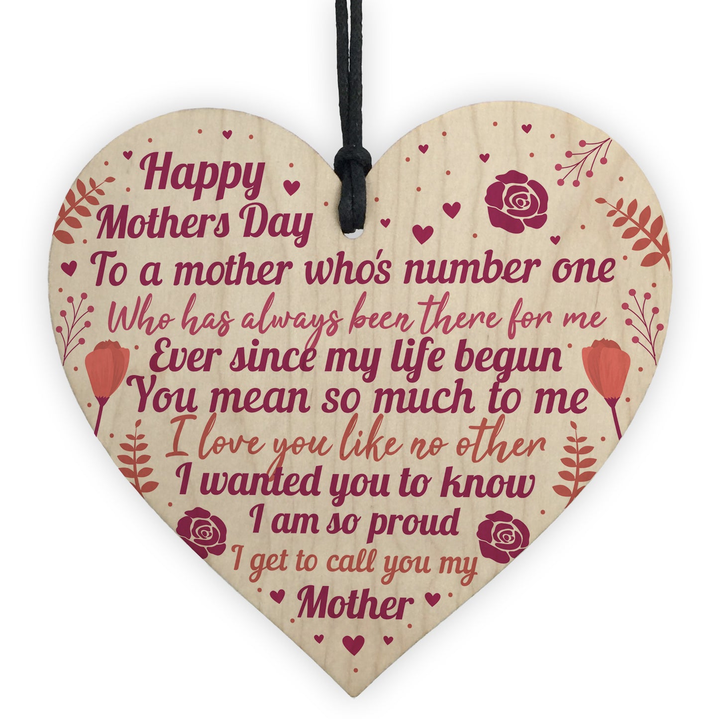 Mothers Day Gift For Mum Wood Heart Keepsake Love Thank You