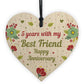 5th Wedding Anniversary Gift For Husband Wife Wooden Heart Gifts