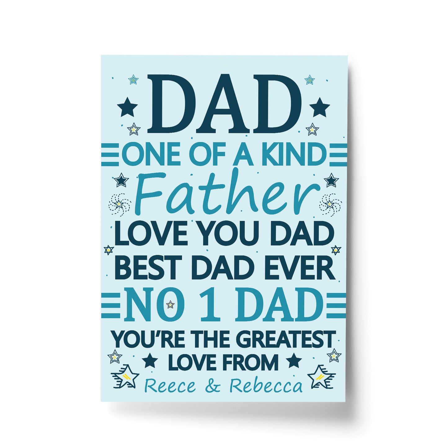 No 1 Dad Gift Dad Birthday Xmas Gift From Daughter Son Print
