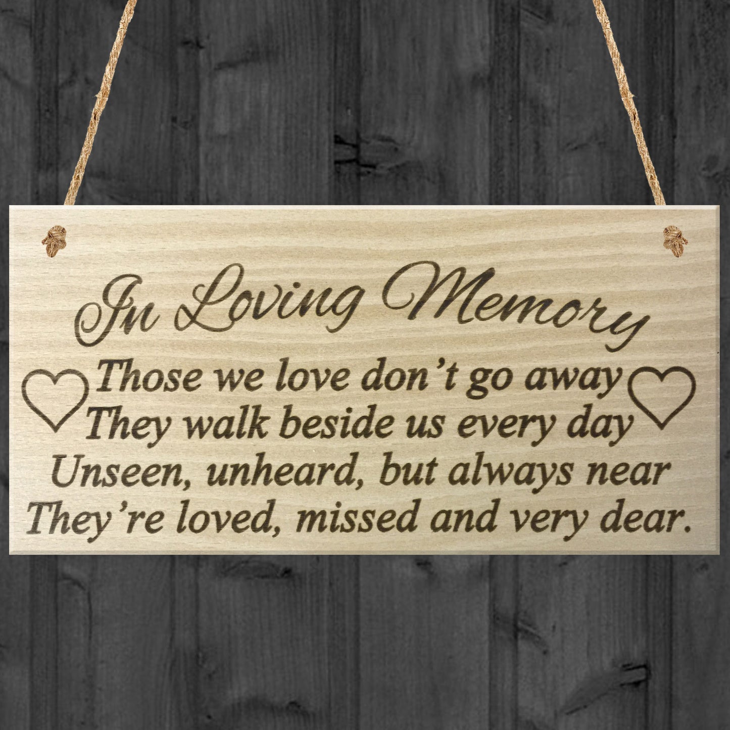 In Loving Memory Rememberance Memorial Wooden Hanging Plaque