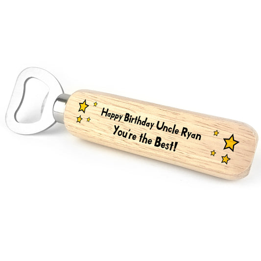 Quirky Uncle Gift Personalised Wood Bottle Opener Birthday Gift