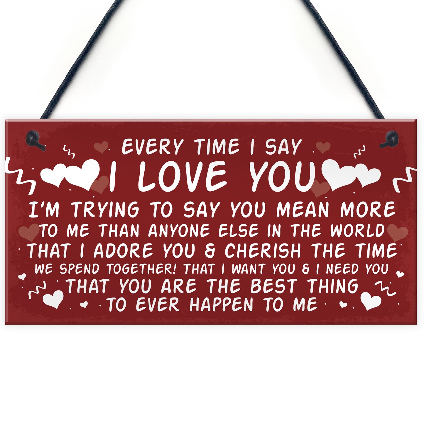 Love You Plaque Hanging Plaque Anniversary Valentines Day Gift