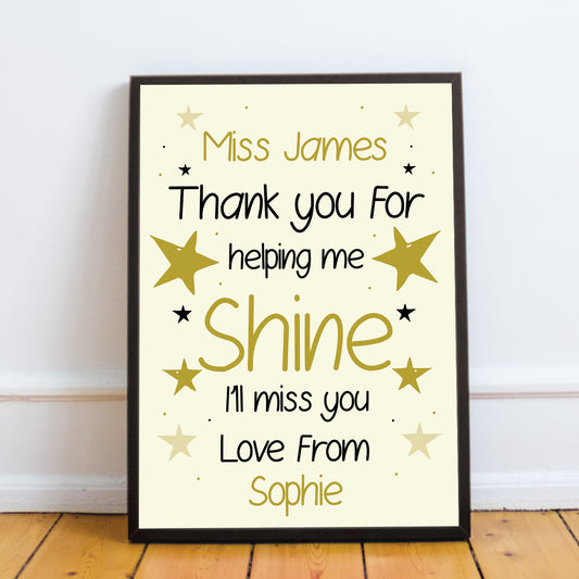 Gift For Teacher Assistant Mentor Personalised Leaving School