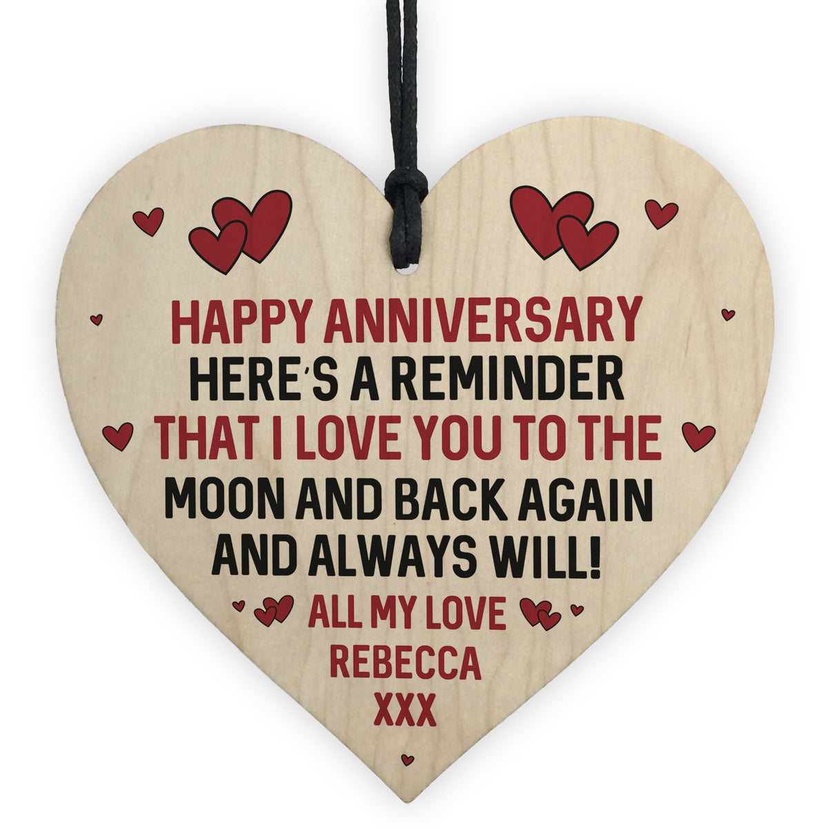 Personalised Happy Anniversary Gift For Husband Wife Wood Heart