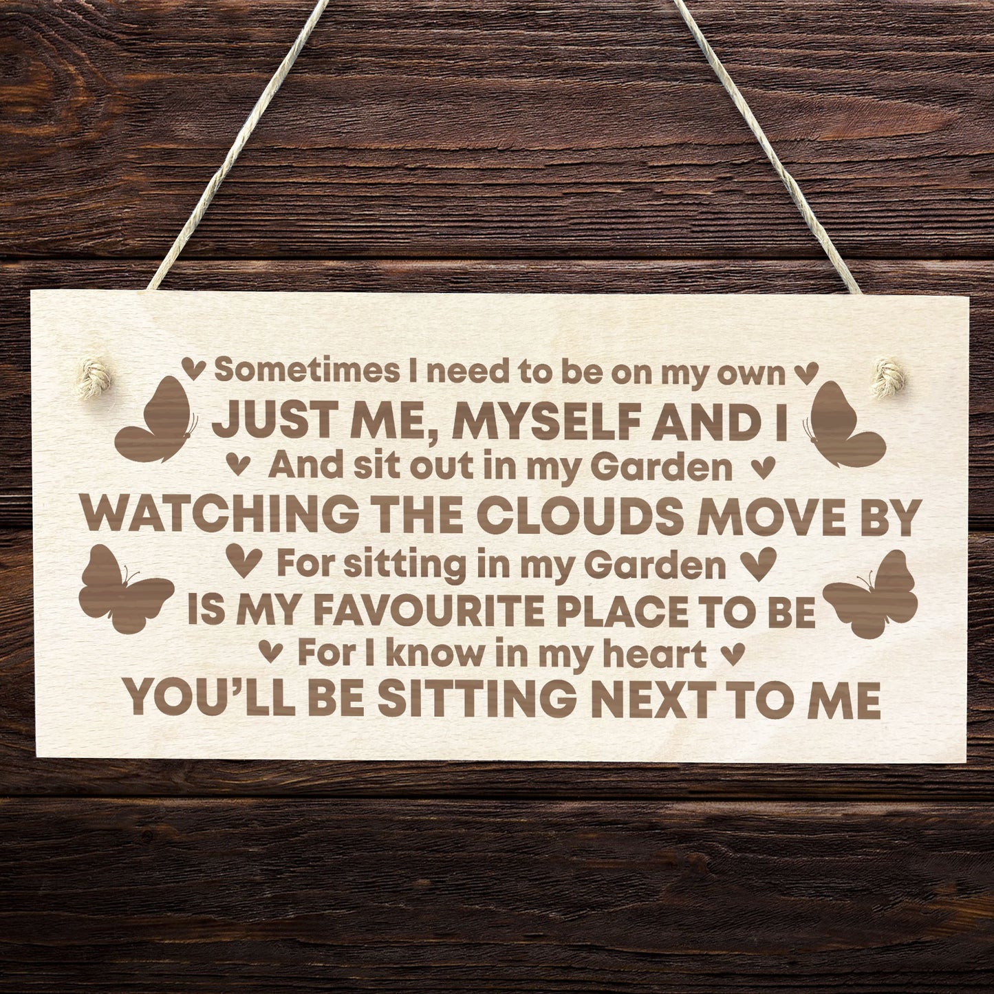 Memorial Garden Hanging Signs For Outside Wooden Engraved