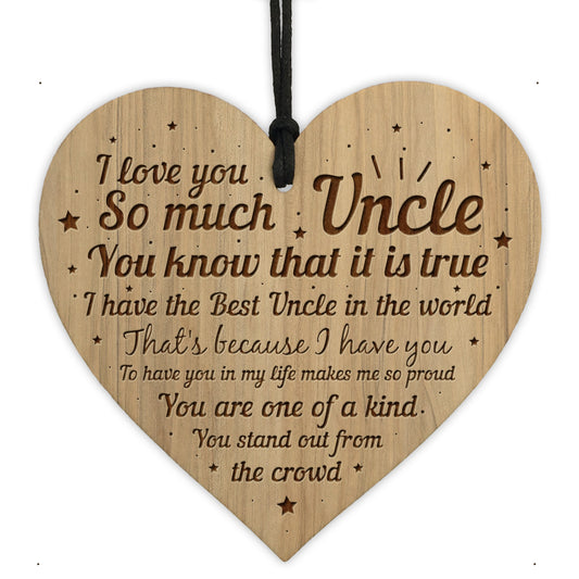 Novelty Uncle Gifts Engraved Heart Uncle Birthday Christmas Gift