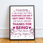 Best Friend Sign Friendship Gift Funny Print Thank You Birthday