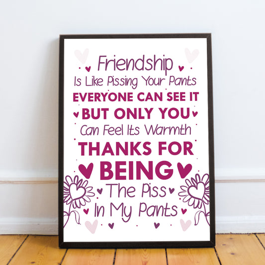 Best Friend Sign Friendship Gift Funny Print Thank You Birthday