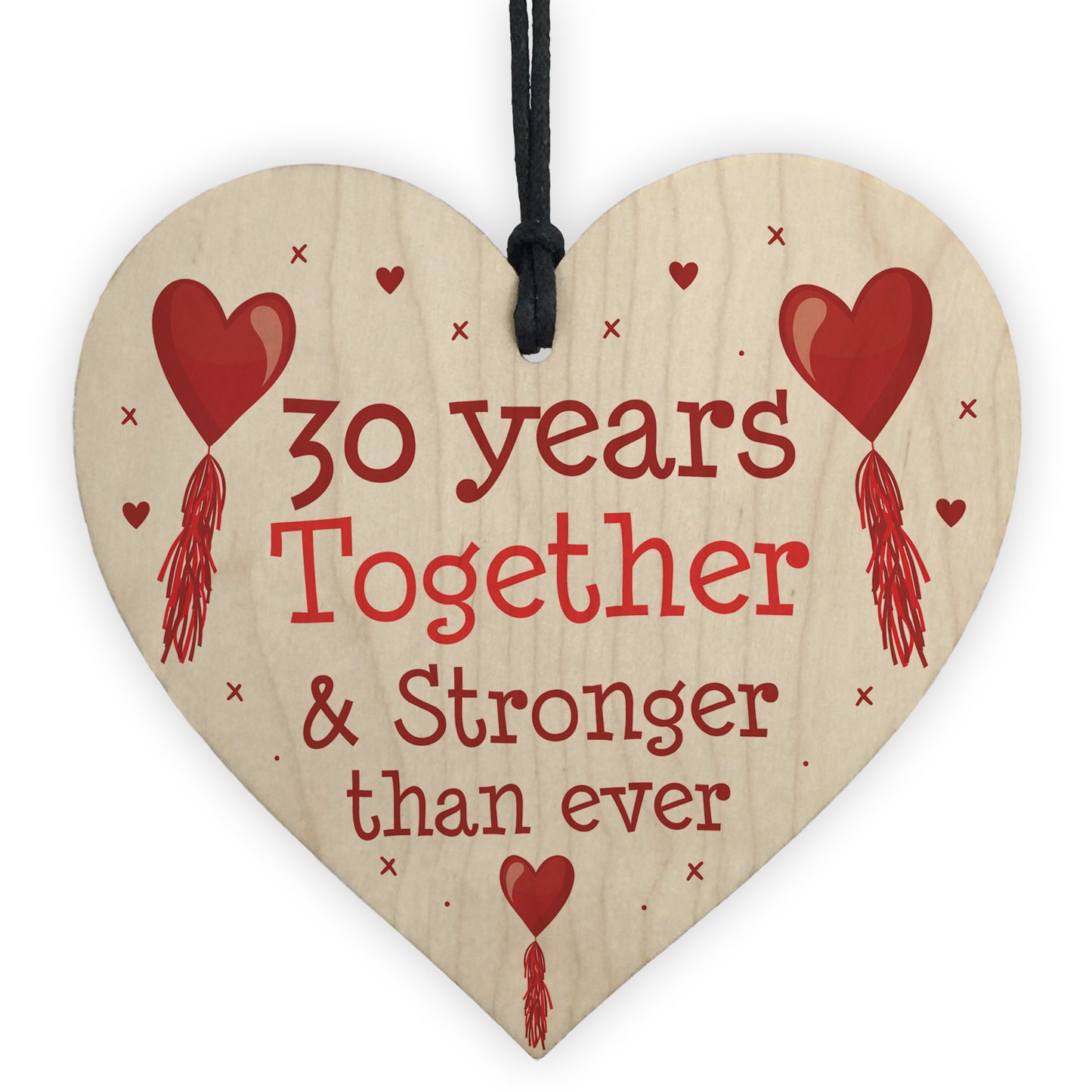 30th Anniversary Gift Wood Heart Perfect Gift For Husband Wife