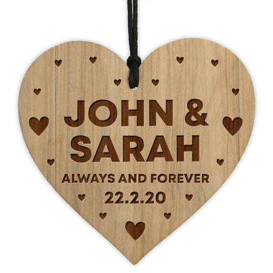 Anniversary Gift For Him Her Engraved Heart Personalised