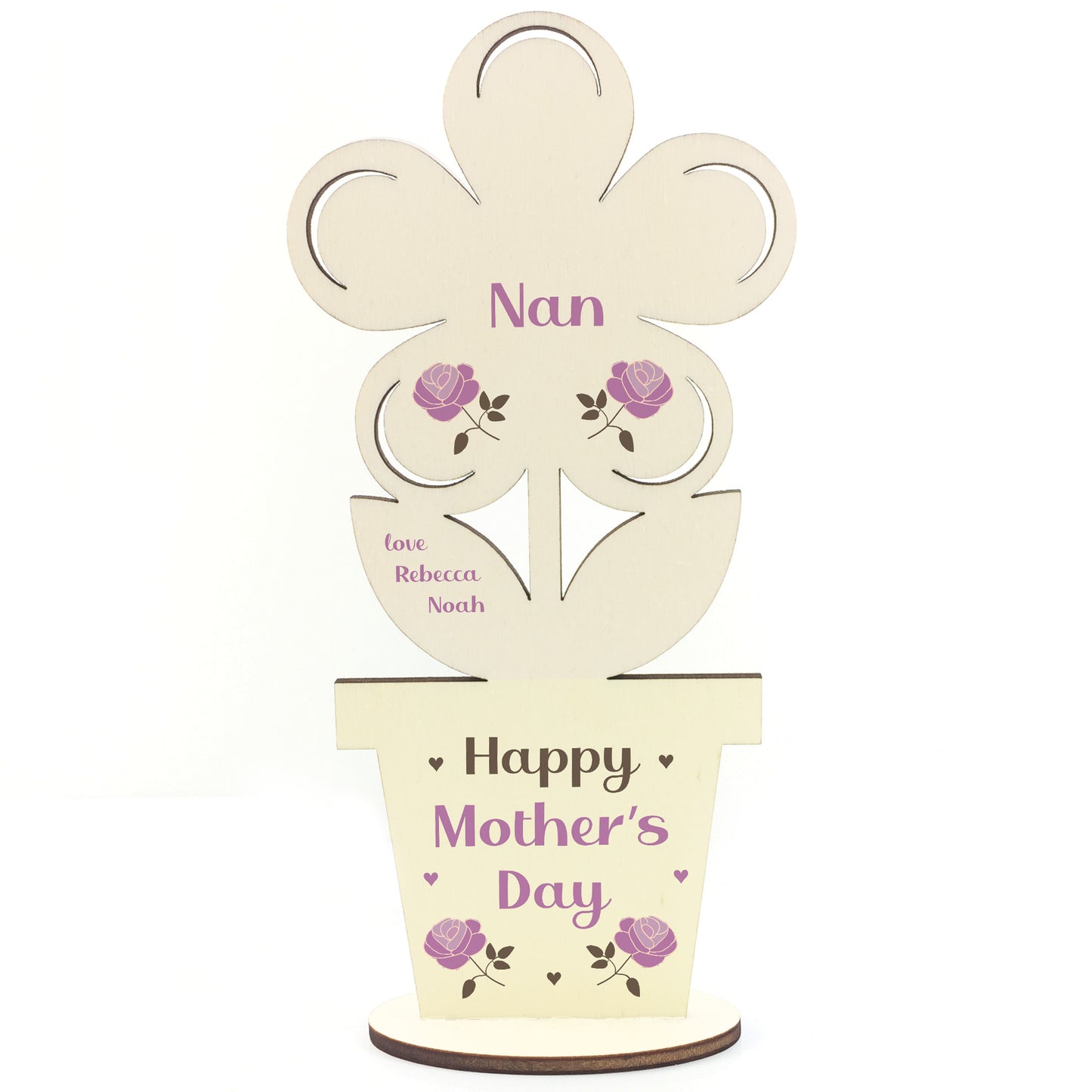 Happy Mothers Day Gift For Nan Wooden Flower Personalised