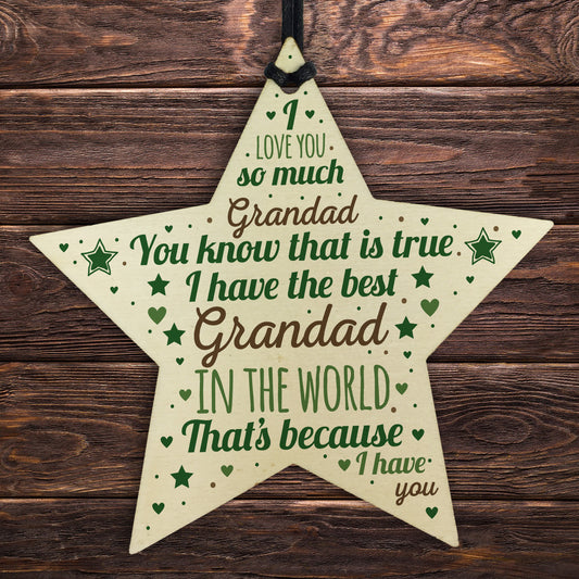 Grandad Gift For Birthday Christmas From Grandchildren Wood Star