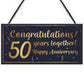 Congratulations 50th Wedding Anniversary Gift Plaque Gold Gift