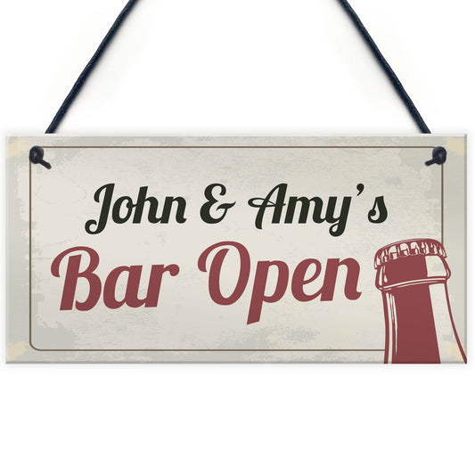 PERSONALISED Bar Open Home Bar Hanging Sign Man Cave Beer
