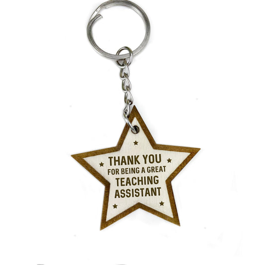 Thank You Gift For Teaching Assistant Wood Keyring Leaving Gift