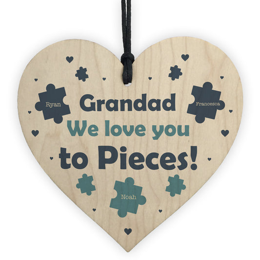 Grandad We Love You Gift Personalised Heart Birthday Fathers Day