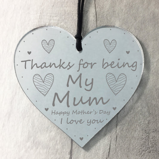 Thank You Mum Gift For Mothers Day Engraved Heart Love Gift