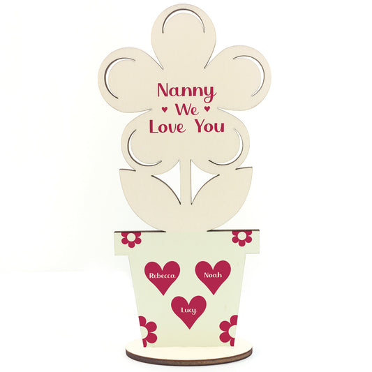 Personalised Birthday Mothers Day Gift For Nanny Wood Flower