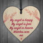 Angel In Heaven Memorial Bereavement Wood Heart Hanging Plaque