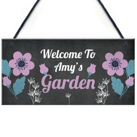 Welcome Garden Sign Personalised Hanging Summerhouse Plaque