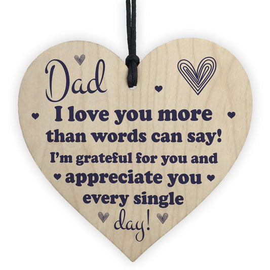Dad Gifts Wooden Heart Fathers Day Gift Thank Youn Dad Gift
