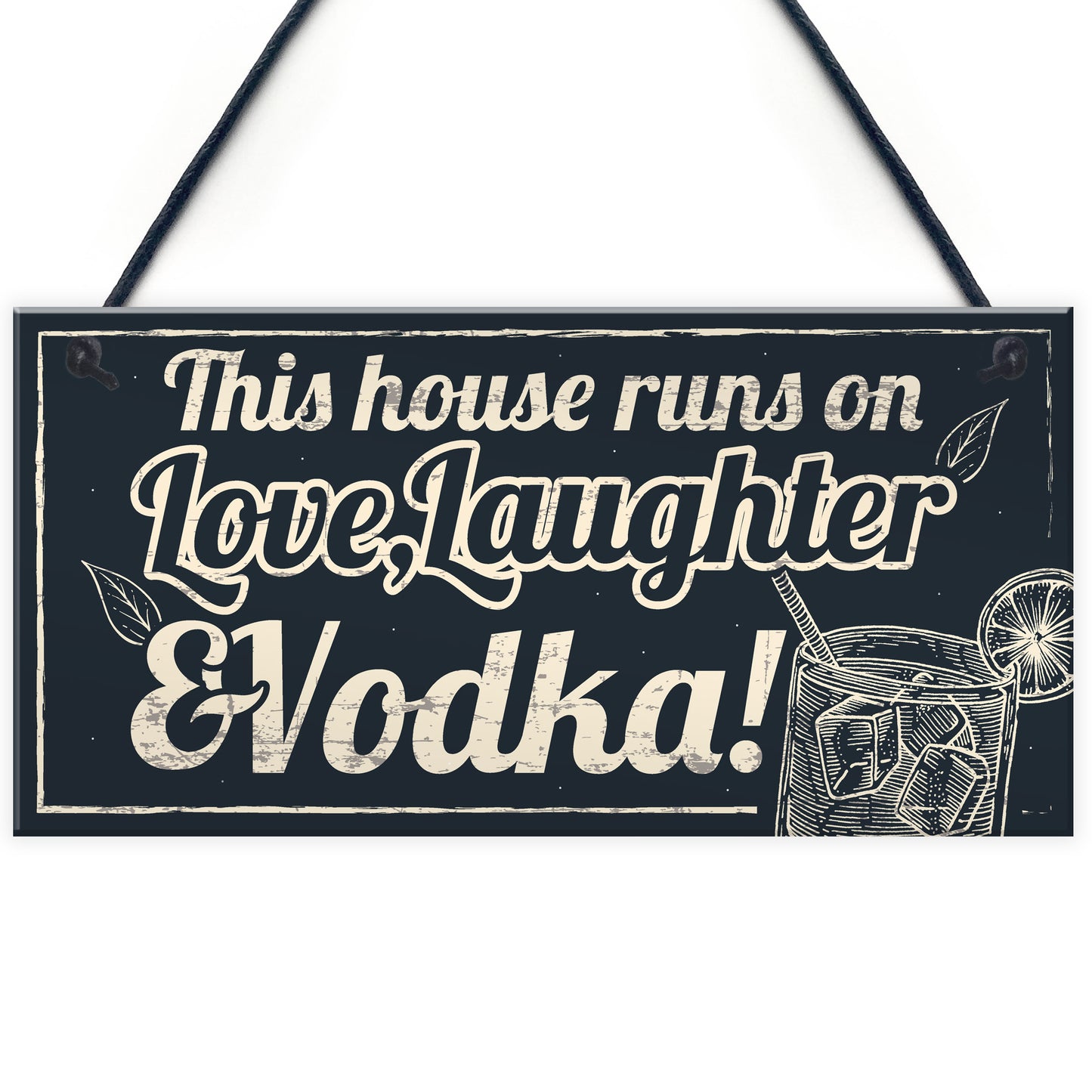 Fun Laughter Vodka Kitchen Plaque Alcohol Home Bar Sign Gifts